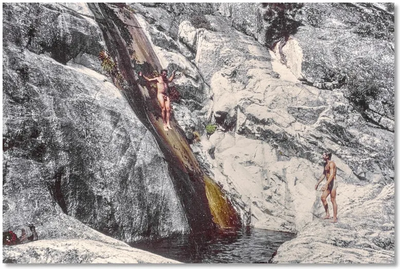 swimming in the pools below Castle Dome