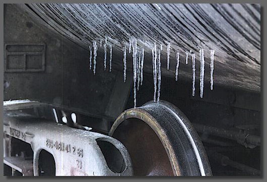 Icicles on tank car - Black Butte