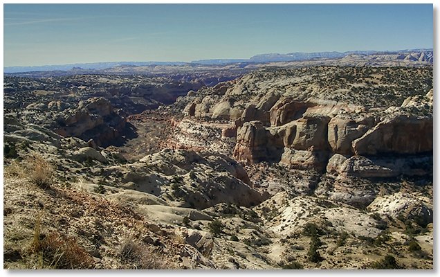 Looking southwest from above the Calf Creek Recreation Area, east of Escalante